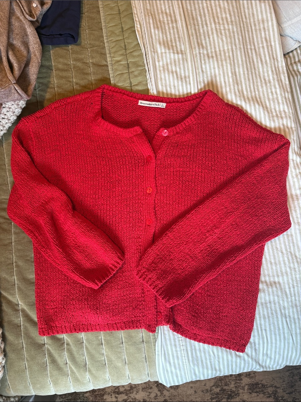 Abercrombie & Fitch Red Cardigan Sweater